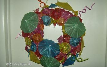 This is my version of a Cocktail Umbrella Wreath that I saw on another site.