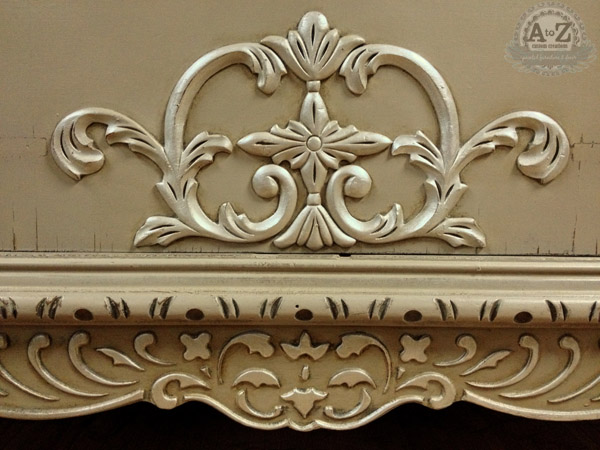 accenting with metallic stencil creme, painted furniture, Rebuilt moldings now accented with metallic stencil creme