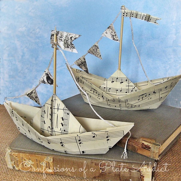 summery sheet music sailboats, crafts, Summery fun with a vintage touch