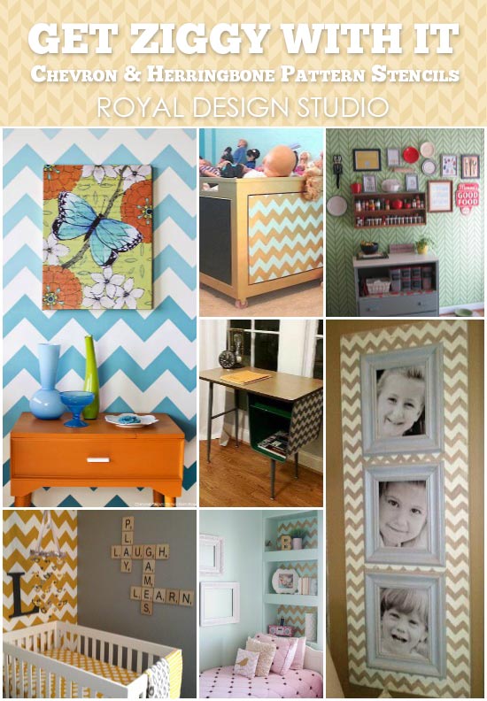 painting chevron and herringbone patterns the easy way with stencils, painted furniture, Stencil inspiration with chevron and herringbone stencils