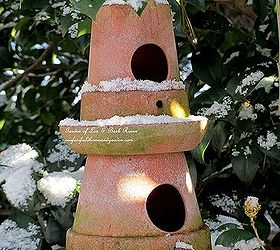 january winter garden, outdoor living, seasonal holiday decor, double decker birdhouse