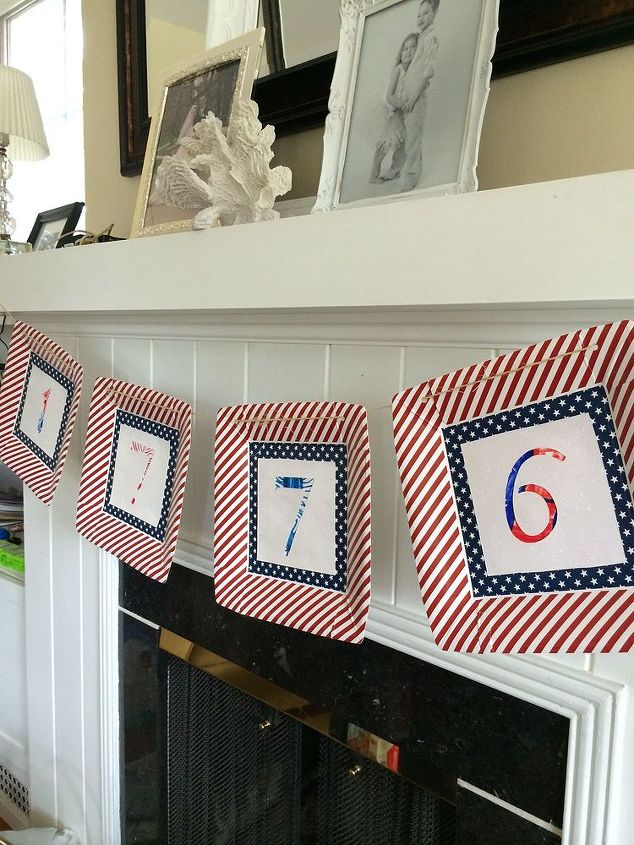 paper plate kids art fourth of july banner, crafts, patriotic decor ideas, seasonal holiday decor