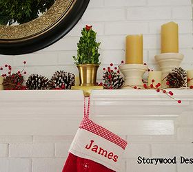 a holly jolly mantel, crafts, seasonal holiday decor, wreaths, Boxwood Christmas trees sit in cache pot stocking holders among flocked pine cones holly berries and candles