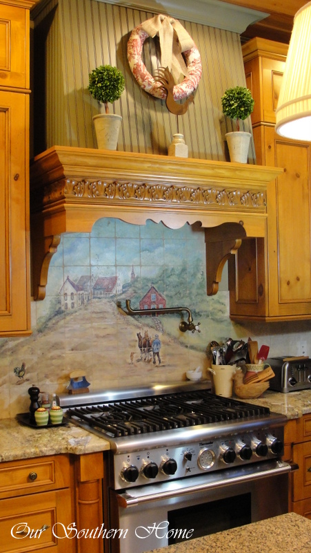kitchen tour the details, home decor, kitchen design, kitchen island, organizing, Full view of the French Country village scene