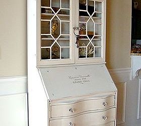 a revamped antique secretary, chalk paint, painted furniture, AFTER Thanks to a can of Annie Sloane s Pure White chalk paint this secretary go t a new look