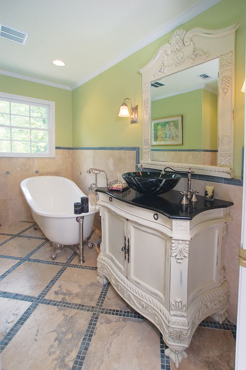 floor to ceiling fabulous bathroom tile trend, bathroom ideas, electrical, home decor, tile flooring, tiling, 1 Meet Halfway This Modern Mediterranean bathroom by AK Renovations in Marietta GA gives the look of a tiled wall without going all the way up