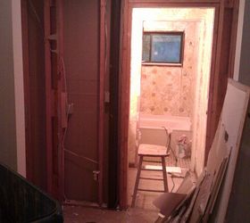 complete bath re do flipped the layout punched out a wall modern amp, bathroom, remodeling, demo in progress