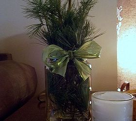 using fresh pine as holiday decor, seasonal holiday d cor, Place twigs in a mason jar and tie a bow around it