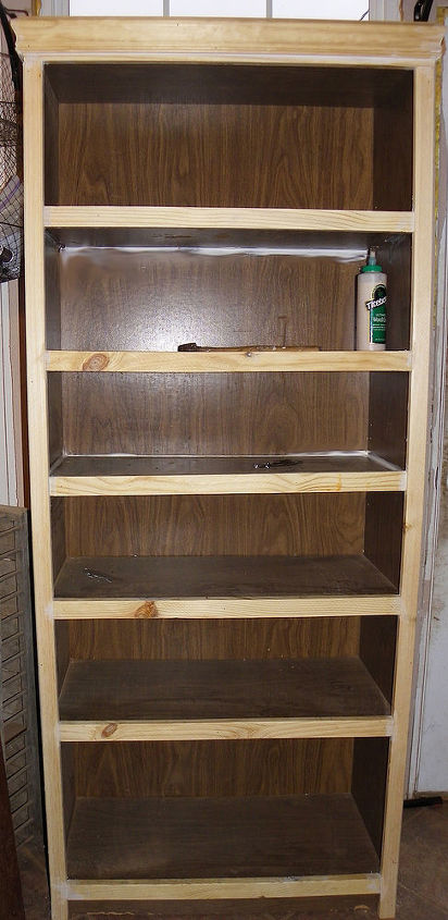turning a cheapo goodwill bookshelf into a custom made project sort of, painted furniture, storage ideas