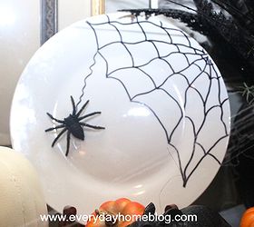 create your own halloween plates for 2, crafts, halloween decorations, seasonal holiday decor, A glued on spider adds a 3 D effect