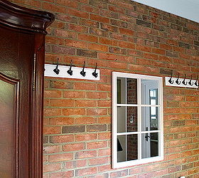 turn a breezeway into a mud room, Hooks from IKEA are perfect for hanging coats etc