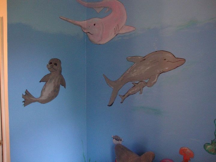 underwater mural, bedroom ideas, painting, Gavin s daddy made the baby seal