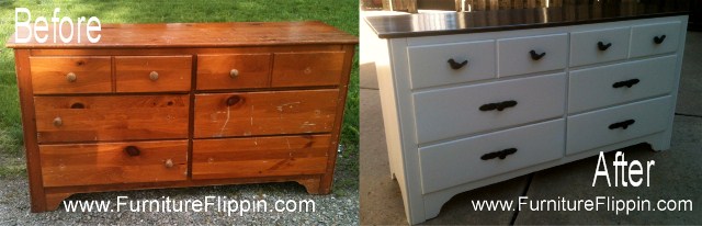 oh so knotty pine dresser made gorgeous, painted furniture, Before and After
