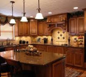tuscan decor inspirations, home decor, kitchen design, kitchen island, I love this kitchen The window over the sink The island and the lighting used