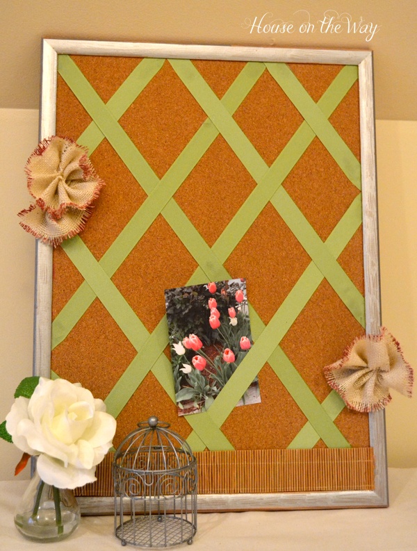 summer garden themed ribbon cork board, crafts, Garden Themed Ribbon Cork Board