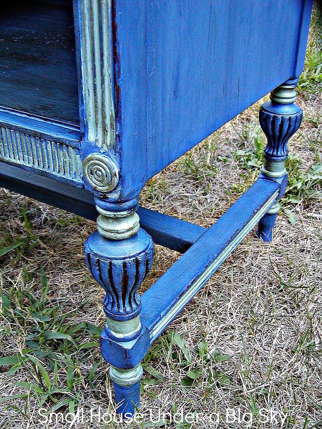 creating unique waxed finish using dark wax directly over chalk paint, chalk paint, painted furniture, One of my favorite all time finishes dark wax directly over CeCe Caldwell s Maine Blue chalk paint and my custom mixed blue green paint