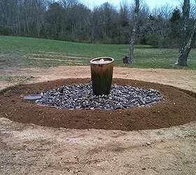 rainxchange rainwater harvest and reuse system, go green, landscape, outdoor living, ponds water features, Basin completed with bubbling urn installed and running
