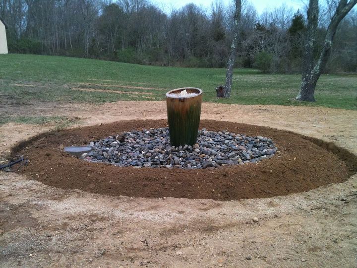 rainxchange rainwater harvest and reuse system, go green, landscape, outdoor living, ponds water features, Basin completed with bubbling urn installed and running