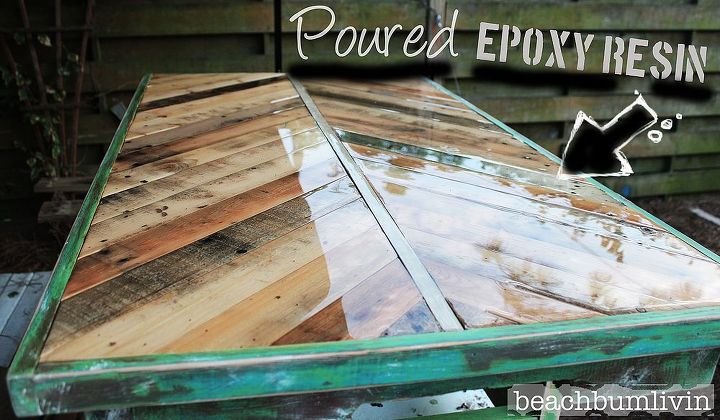 http beachbumlivin com pallet wood coffee table, Epoxy Resin