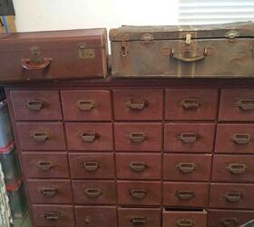 q hubby came home with this metal suitcase but full of dents any su, painted furniture, repurposing upcycling, Check out this dresser I ll be posting more questions I wonder if it was some sort of apothecary case