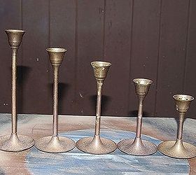 brass candlesticks frumpy to fab, home decor, painted furniture, Before