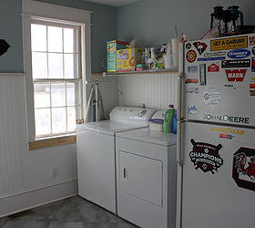 1800 s farmhouse laundry room renovation, home improvement, laundry rooms, Our extra graffiti fridge