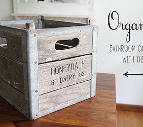 organize your bathroom cabinets with an old milk crate, organizing, repurposing upcycling
