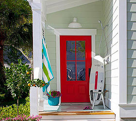 9 tips to getting your room color s right, decks, outdoor living, This bright red door lifts the soft gray green exterior It s inviting don t you think