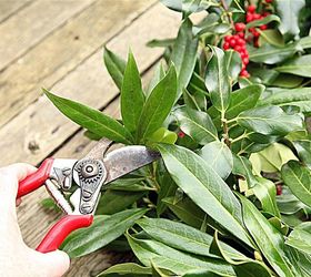 making a fresh evergreen wreath, crafts, doors, flowers, gardening, hydrangea, seasonal holiday decor, wreaths, Use the pruners to do some shaping Hang the wreath and stand back to evaluate where more or less is needed