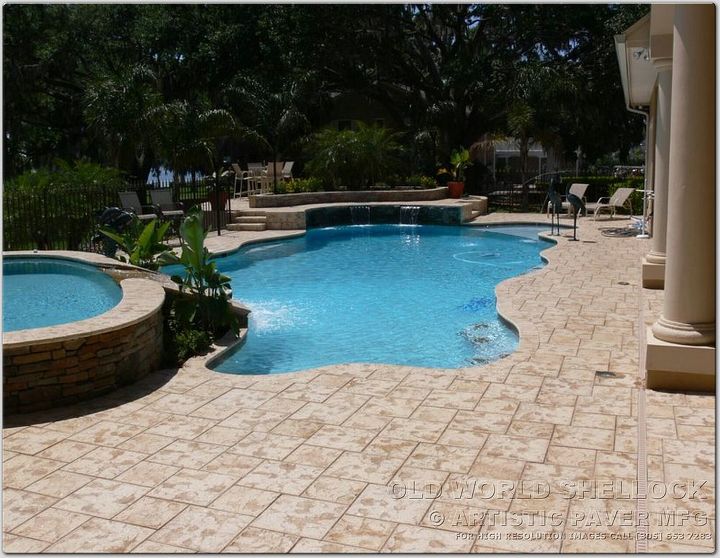 pavers easy installation and beautiful pool decks, decks, outdoor living, pool designs, Paver Old World Shellock