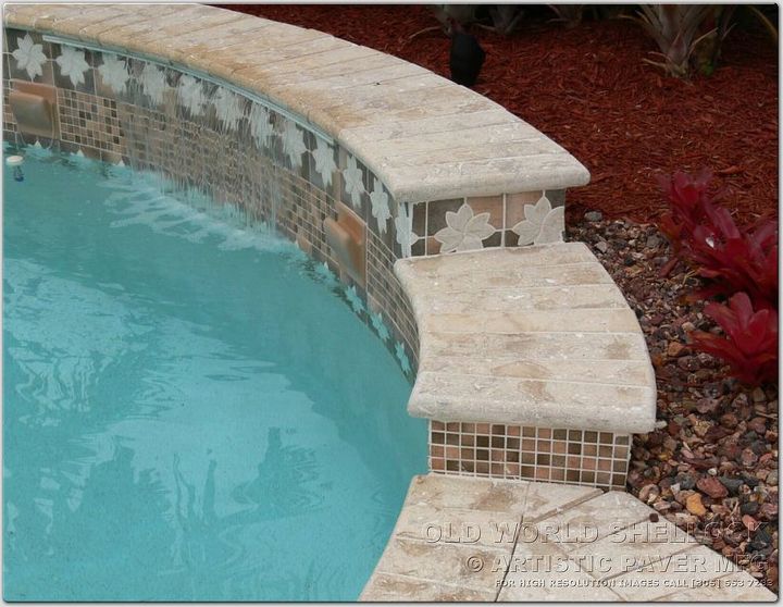 a spillway on your pool spa with no cuts just use the 3 sided bullnose paver easy, concrete masonry, decks, outdoor living, pool designs, spas, Three sided bullnose coping paver Use it as an end for low raised walls Fast and easy to install