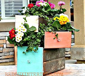 repurpose old drawers into planters, flowers, gardening, repurposing upcycling, I love the way the stacked drawers look with flowers spilling out