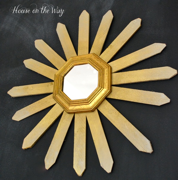 how to create a metallic ombre sunburst mirror, chalkboard paint, crafts, Love the way the gold softly transforms into the silver
