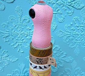 diy tape or ribbon holder, crafts, It s easy to remove and replace the rolls I like to just take the tape right off the doll