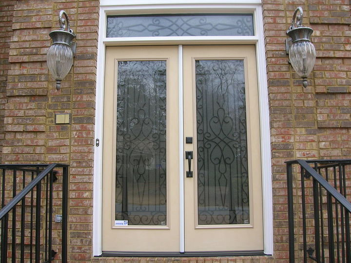 transformed single door twin sidelights and transom to matching double doors and, doors, home decor, Outside After