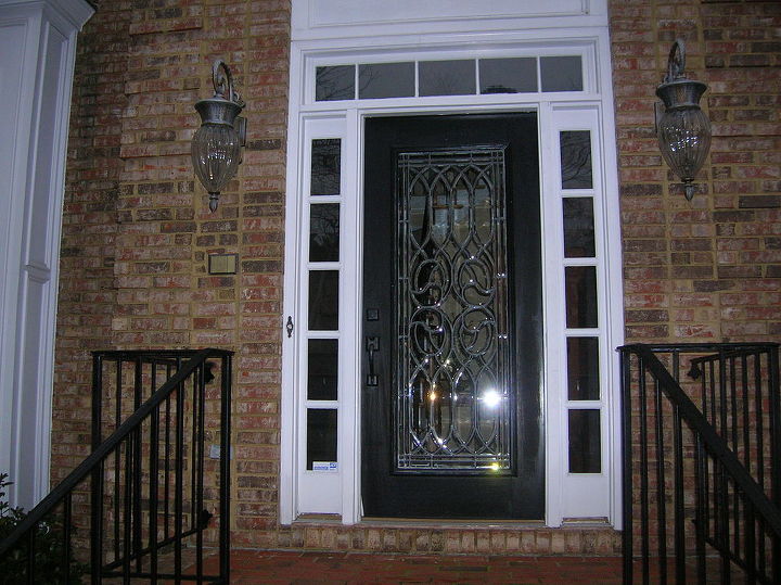 transformed single door twin sidelights and transom to matching double doors and, doors, home decor, Outside Before