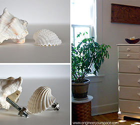 diy decorative shell dresser knobs, crafts, painted furniture, DIY decorative shell dresser knobs give a new look to an old dresser
