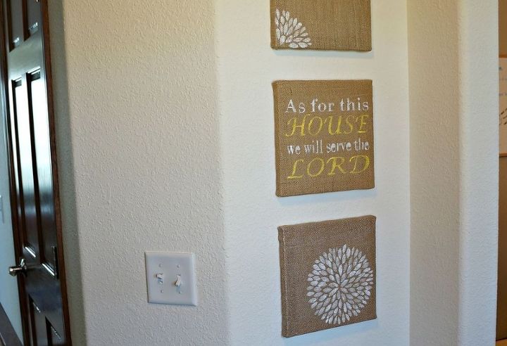 stenciled burlap canvas, crafts, painting