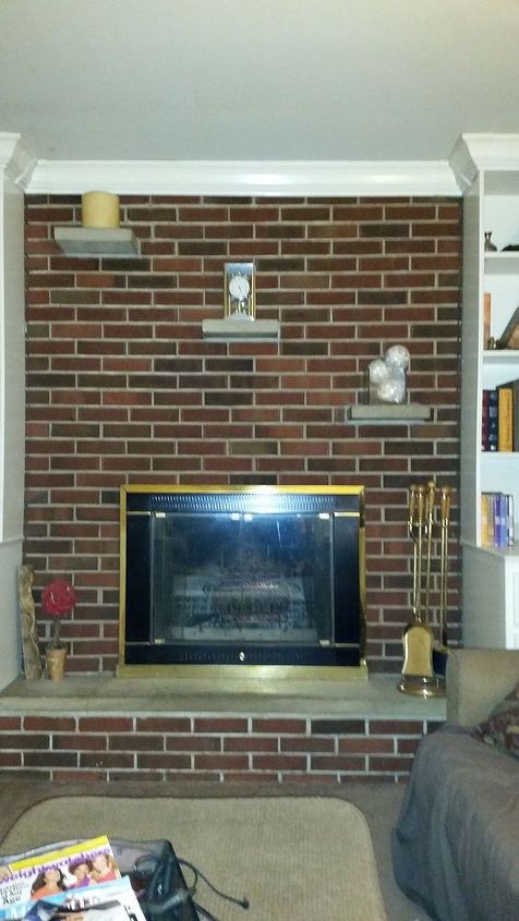 outdated brick fireplace
