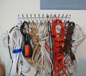organizational tips for the garage, cleaning tips, garages, storage ideas, A tie rack keeps all the cords in one place without taking up cabinet space