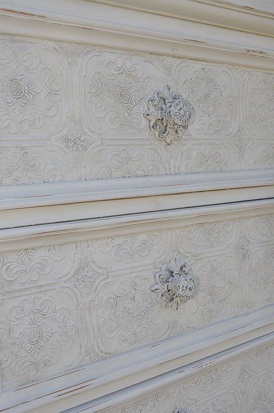 textured wallpaper on furniture, painted furniture, wall decor