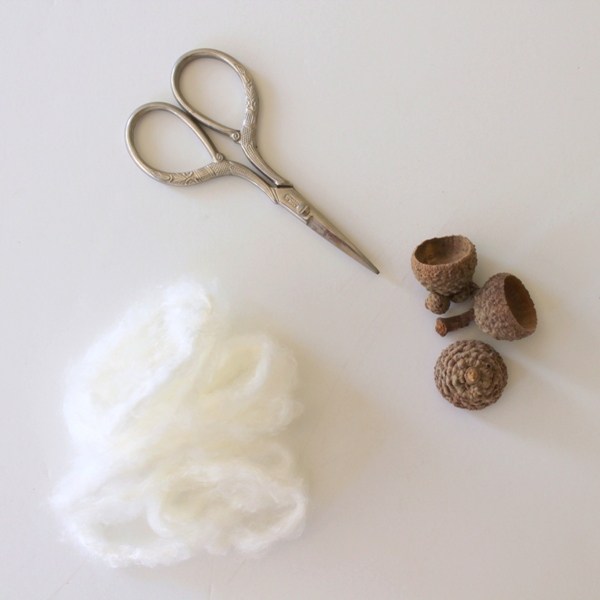faux felted acorns, crafts, seasonal holiday decor, Use any type of fuzzy yarn and make a tiny yarn ball