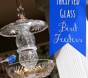 thrifted glass bird feeders