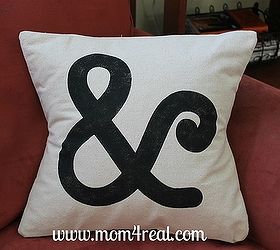 make and stencil a pillow using freezer paper, crafts, Freezer paper stenciled Ampersand Pillow