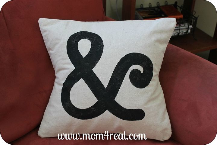 make and stencil a pillow using freezer paper, crafts, Freezer paper stenciled Ampersand Pillow