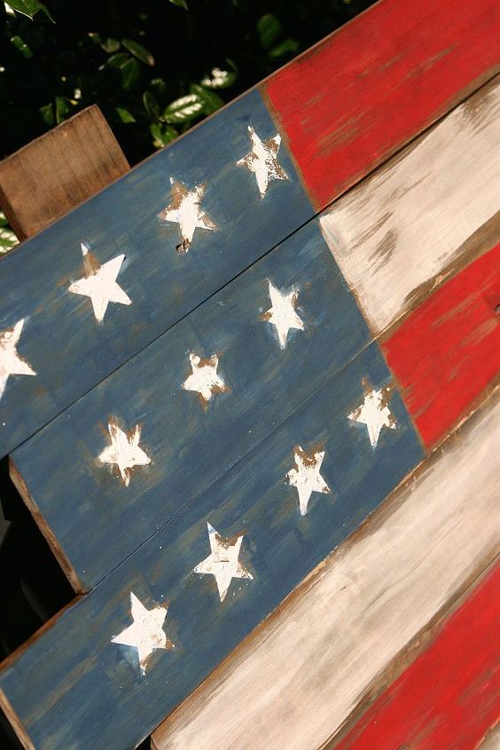 bandera americana de madera en desuso