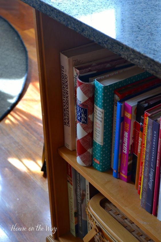 kitchen tour and new barstools, home decor, kitchen design, kitchen island, At the end of my island I have a little nook that s perfect for holding my cookbooks