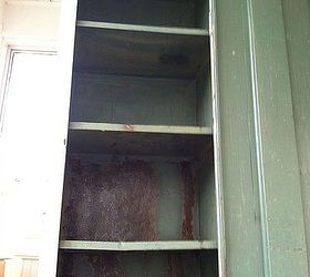 old metal cabinet turned into pantry, painted furniture, After 5 HOURS of cleaning The rust removal and sealing was another couple of days