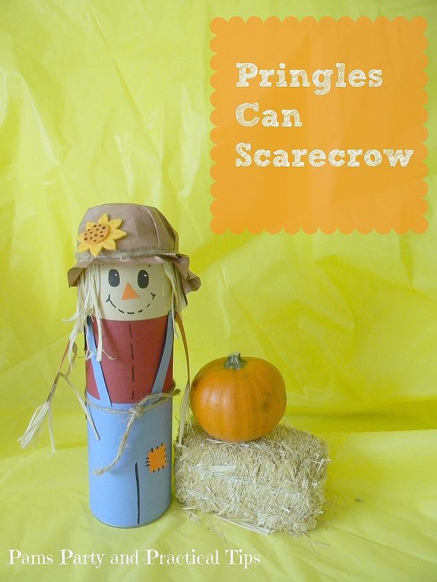 pringles can scarecrow, crafts, This sweet Scarecrow helps dress up my kitchen for fall