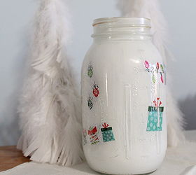 christmas mason jar, crafts, decoupage, mason jars, I used stickers to create my version of the jar